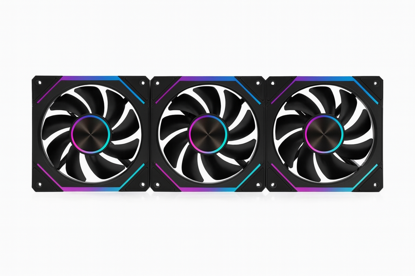 Nyanga – Pack of 3 ARGB Mirror Black Fans (Reverse)