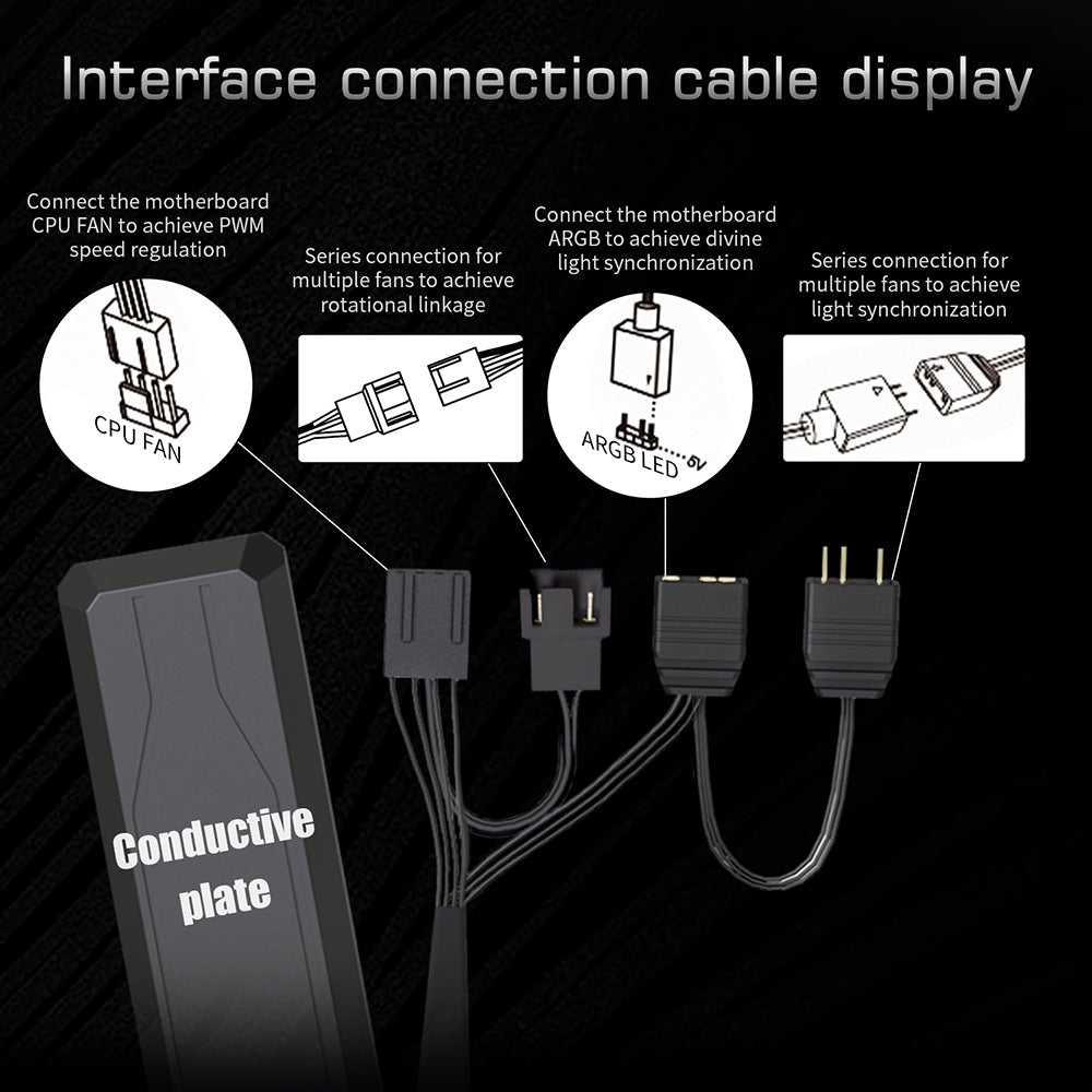 Nyanga - Pack of 1 ARGB black or white fan (Reverse or Forward)